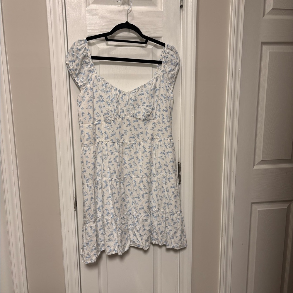 Hollister White and Blue Floral Mini Dress
